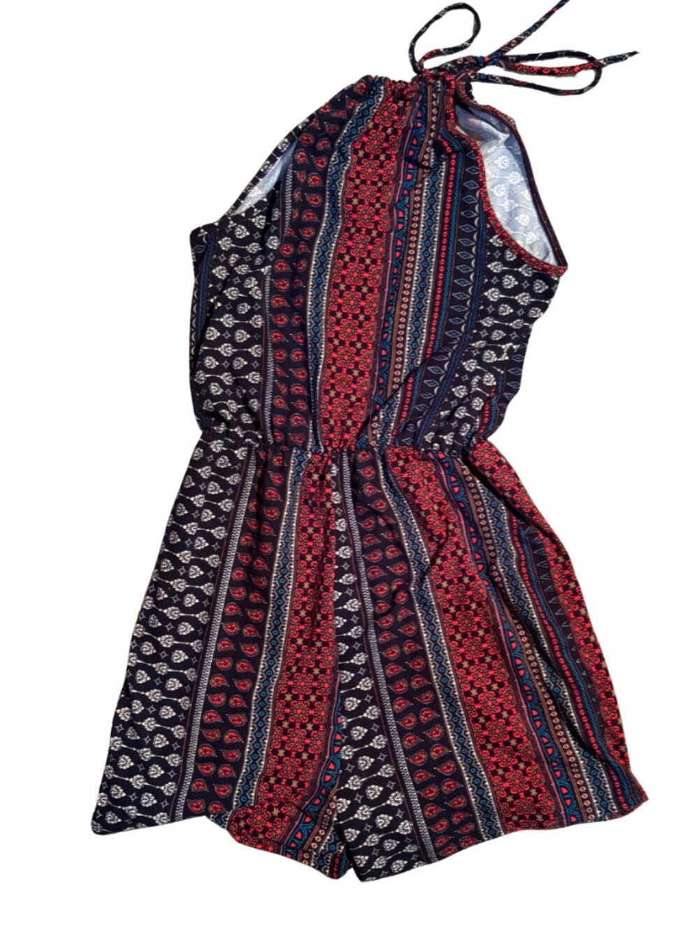 Boho Halter Romper Small LA Gypsy Festival Tribal Print Summer Vacation Outfit